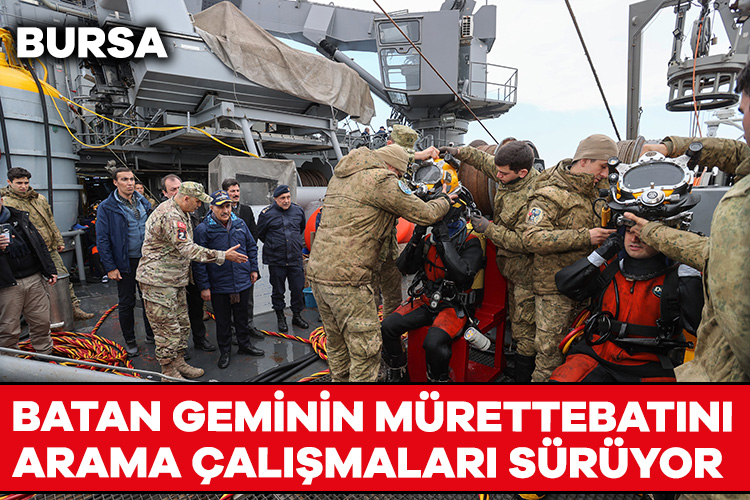 Bursa’da batan geminin mürettebatını arama çalışmaları sürüyor
